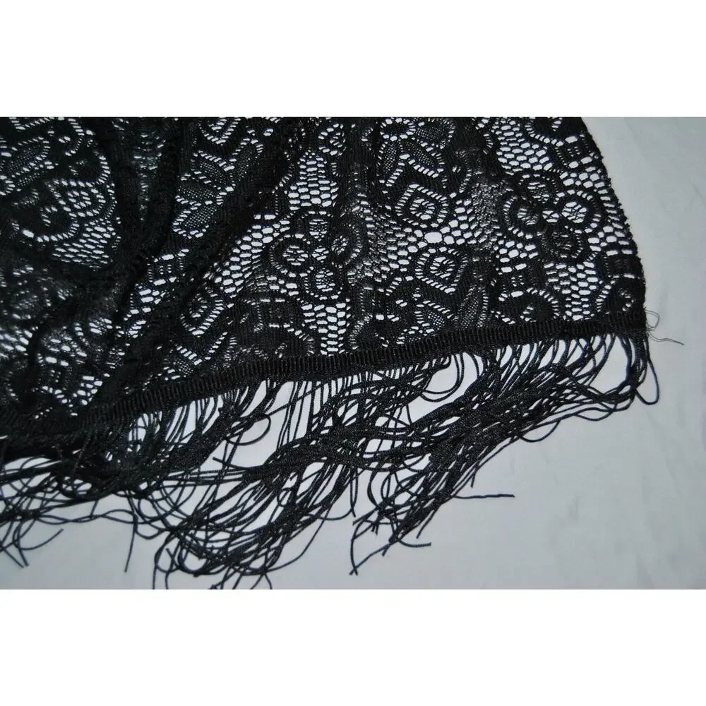 Black Lace Floral Pattern Shawl Coverup Medium/Large